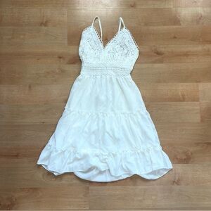 white summer tie back mini dress
